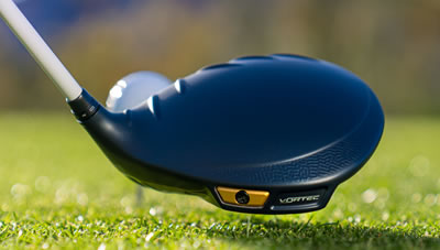 Rear view of G Le3 driver addressing ball